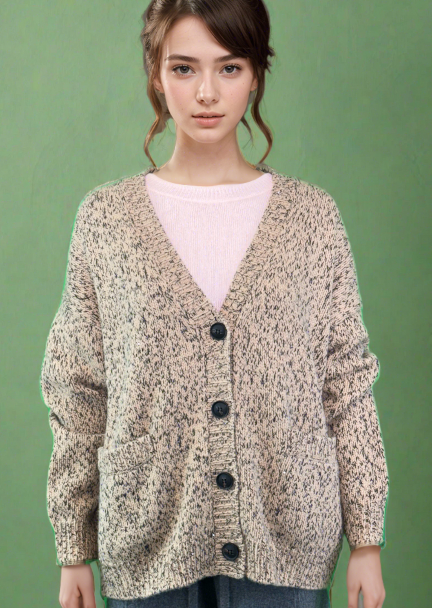 CASHMERE 4 BUTTON SEQUIN CARDIGAN