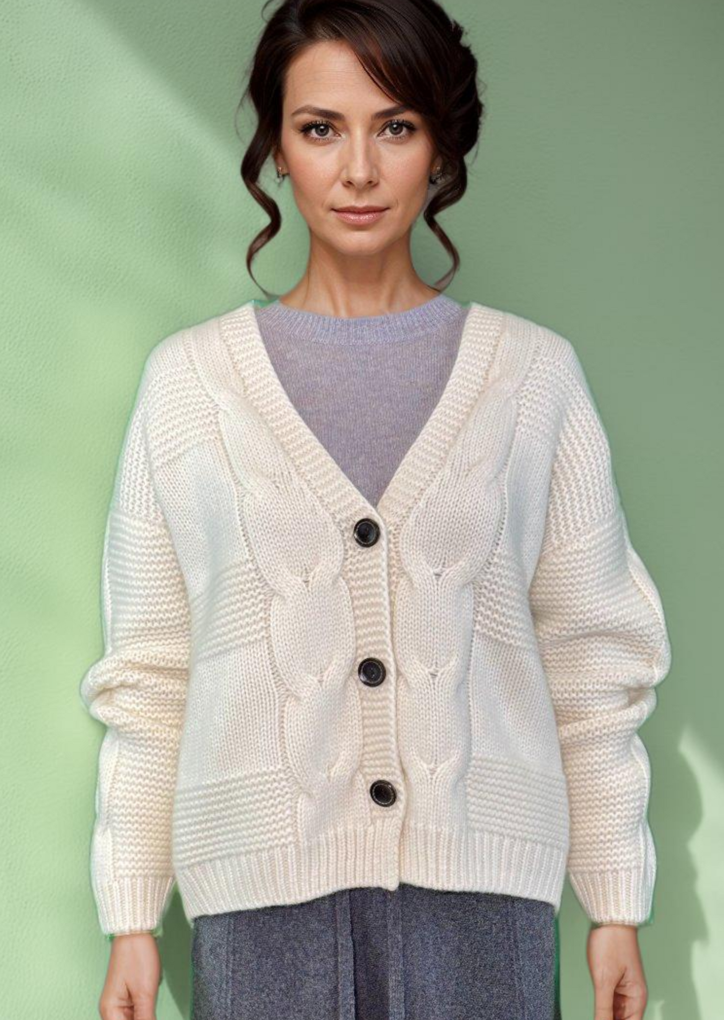 CASHMERE + WOOL 3 BUTTONED CARDIGAN