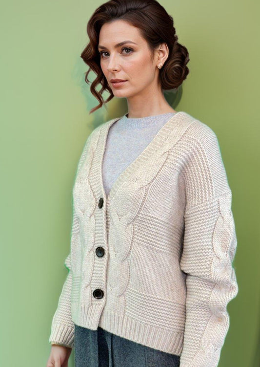 CASHMERE + WOOL 3 BUTTONED CARDIGAN