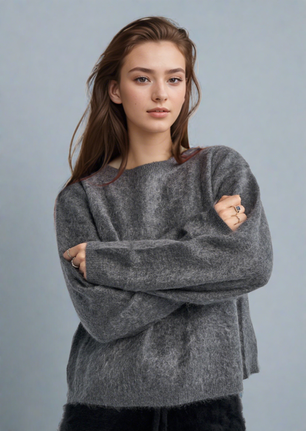 BRUSHED CASHMERE SWEATER CREW NECK