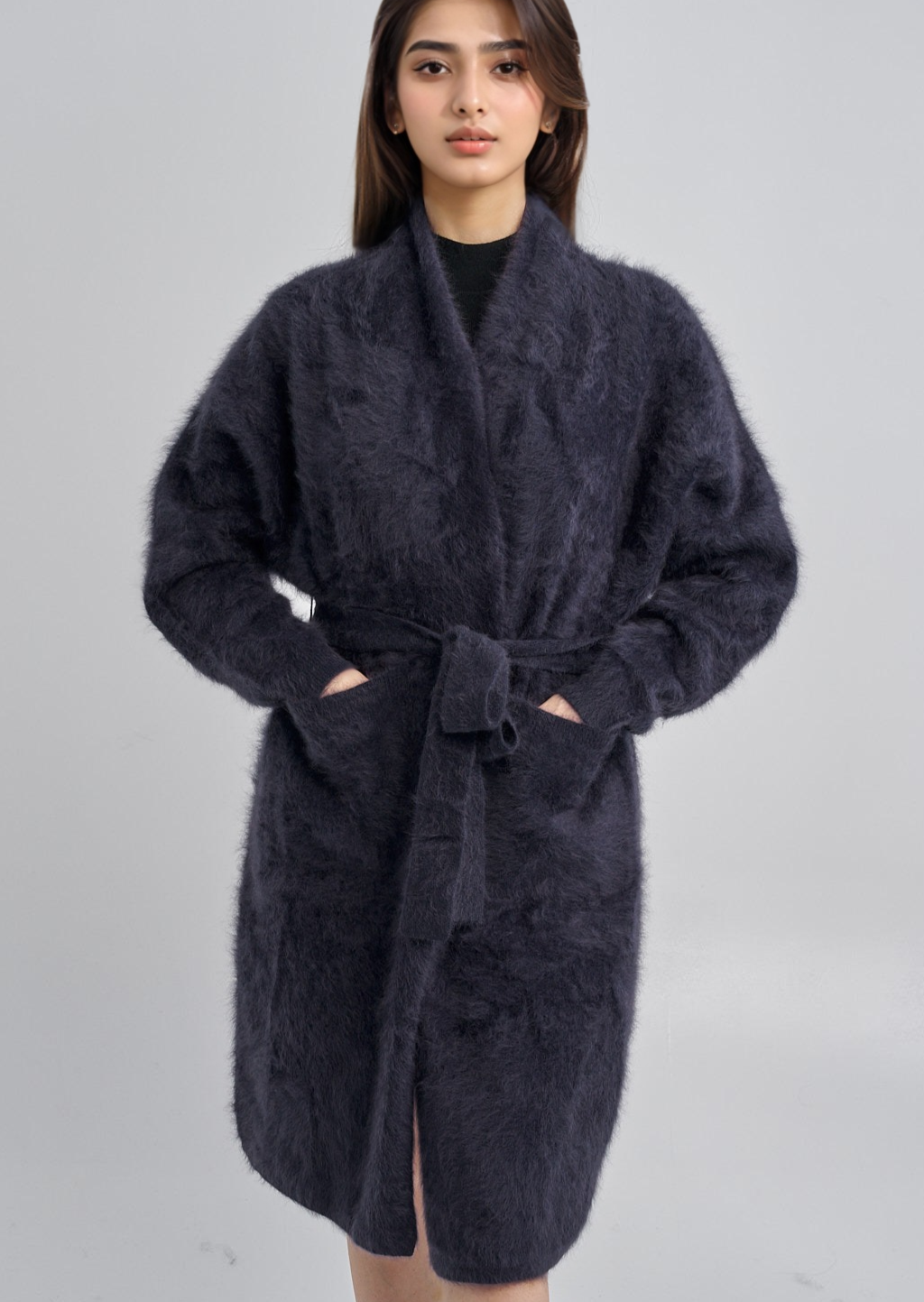 RACCOON FUR MID LENGTH ROBECOAT