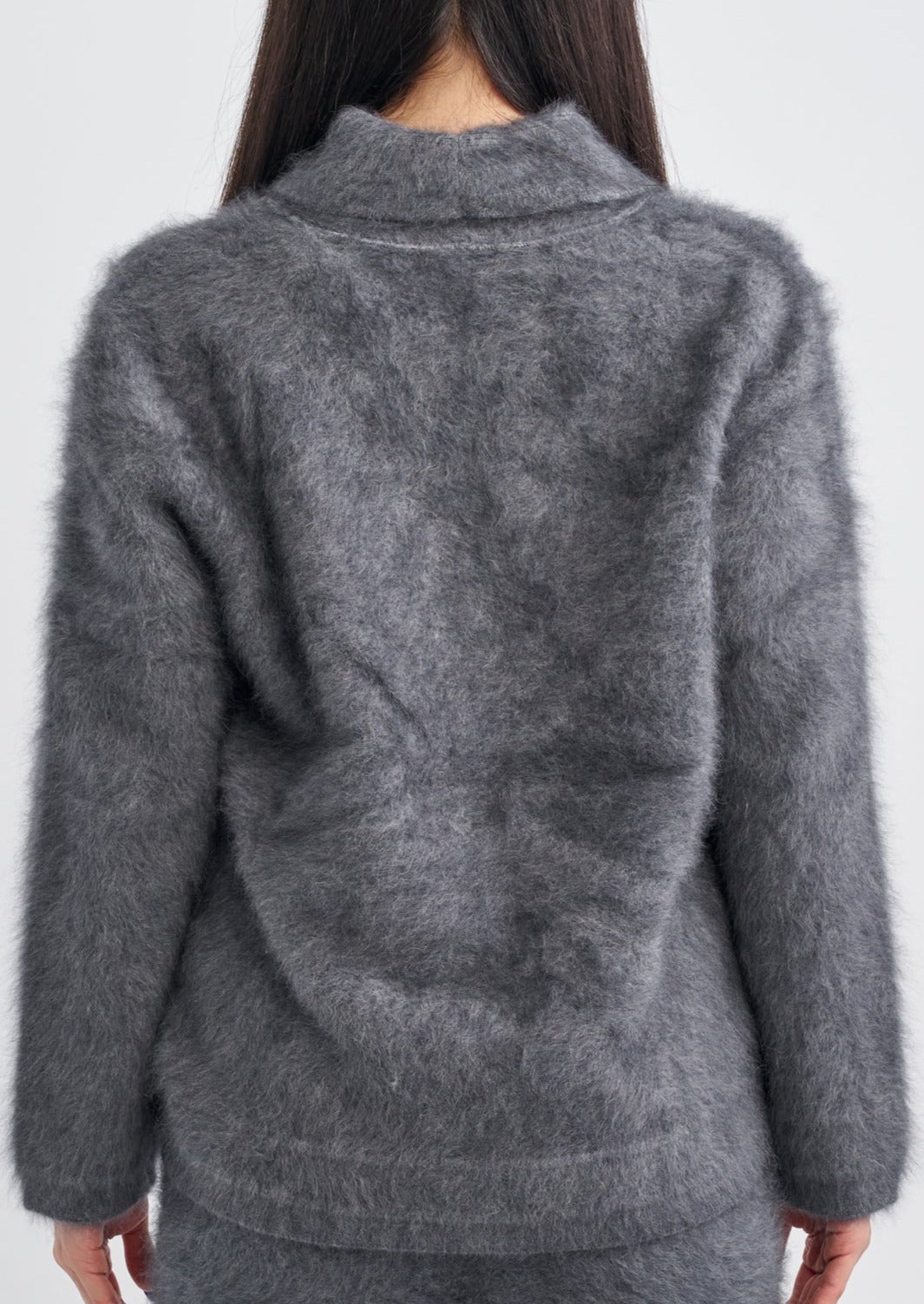 RACCOON FUR BUTTONED COATIGAN SHAWL COLLAR